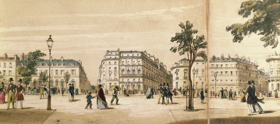 Detail van een panorama van de Boulevard des Italiens, ca. 1840