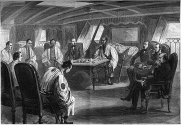 Diplomatieke conferentie aan boord van het Franse schip "Semiramis" om de crisis tussen Japan en Groot-Brittannië op te lossen, 2 juli