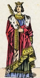 Dynastie van de Capetingen: Portret van Lodewijk X de Twister, koning van de Franken. Epinal afbeelding.