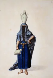 Egyptische Vrouw die een Ibrik Waterpot Draagt, Ottomaanse periode, derde kwart van de 18e eeuw