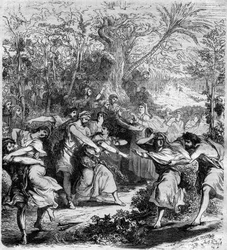 Keizer Nicephorus III Botaniates (1001-1081), Byzantijnse keizer van 1078 tot 1081, liet jonge jongens en meisjes ontvoeren. Gravure in 