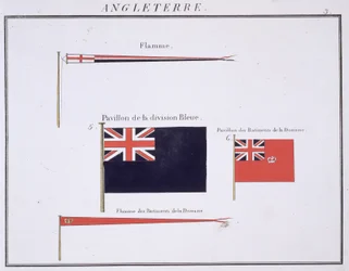 Engelse Vlaggen, uit een Frans vlaggenboek, ca. 1819