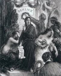 Gravure opgedragen aan de nagedachtenis van Hector Berlioz, 1869