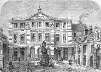 Ingangshof van Imperiale Imperial Imprimerie in het hotel de Rohan (gravure) 1864