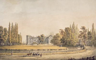 Ingang van het park en kasteel van Ermenonville, begin 19e eeuw