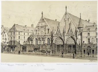 Entree van het Hotel-Dieu, rue du Marche Palu, in 1590 - in 