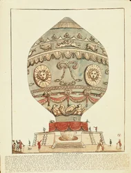 Experiment door gebroeders Montgolfier met heteluchtballon bij kasteel La Muette, 21 november