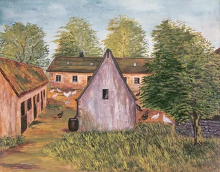 Boerderij en erf in Frankrijk, eind 19e eeuw