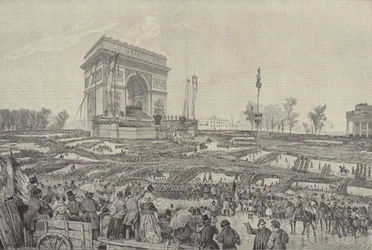 Feest van broederschap voor de Arc de Triomphe op de Place de l