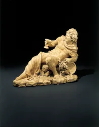 Beeld van Bacchus liggend met een glas wijn, ca. 1770