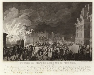 Brand bij het Corps du Garde op de Pont Neuf in Parijs