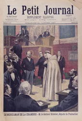 Eerste moslimafgevaardigde in de Franse Assemblee, Dr. Philippe Grenier, omslagillustratie van Le Petit Journal, 24 januari 1897