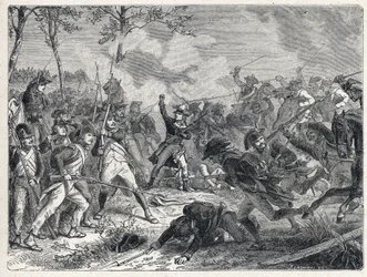 Eerste coalitie: Lazare Nicolas Marguerite Carnot tijdens de Slag bij Wattignies tegen het Oostenrijkse leger op 16 oktober 1793.