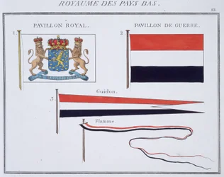 Vlaggen van het Koninkrijk der Nederlanden, uit een Frans vlaggenboek, c.1819