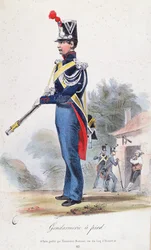 Voetgendarm, gegraveerd door Villain, ca. 1830