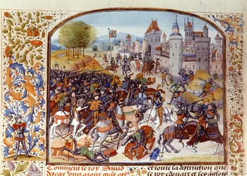 Slag bij Nevilles Cross uit de Honderdjarige Oorlog in 1346, uit Froissarts Kroniek