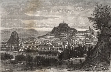 Frankrijk, Auvergne, Haute-Loire (43), Le Puy en Velay - gravure in 