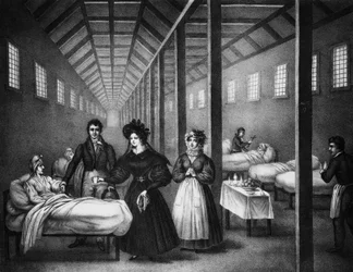 Franse Koningin Marie Amelie bezoekt een Ziekenhuis, juni 1832