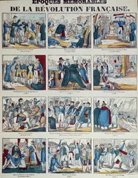 Franse Revolutie: plaat met verschillende episodes van de Franse Revolutie tot het Eerste Keizerrijk