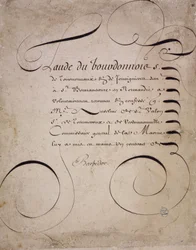 Franse calligrafie: Brief van de kamer van rekeningen door Louis Barbedor rond 1640