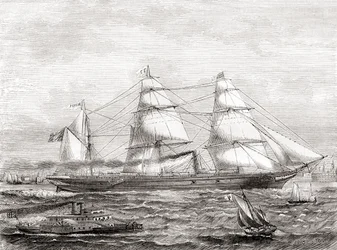 Franse stoomaangedreven trans-Atlantische lijnboot Pereire (1866-1888), uit Les Merveilles de la Science, pub.1870