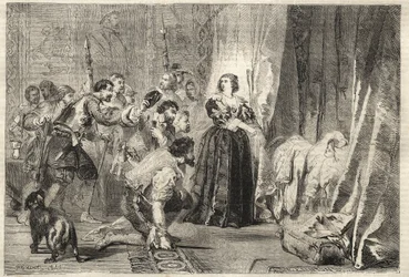 Fronde - Het volk eist de koning te zien: Parijs, Palais Royal, 9 februari 1651 - Fronde: in de nacht van 9 februari 1651, in het Palais Royal, toont Anna van Oostenrijk Lodewijk XIV, bekend als de Zonnekoning