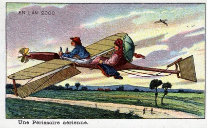 Toekomstige dagen: Een negentiende-eeuwse visie op het jaar 2000 - Serie "In het jaar 2000": een geventileerde perisserie - Chromolithografie door Villemard
