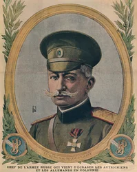 Generaal Aleksei Brusilov, chef van het Russische leger dat de Oostenrijkers en de Duitsers in Wolhynië verpletterde, voorpagina illustratie uit Le Petit Journal, 2 juli 1916