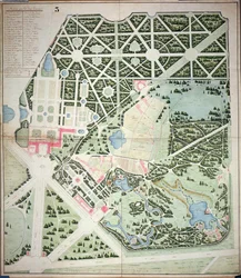 Algemeen plan van de parken van de twee Trianon Paleizen, Versailles, begin 19e eeuw