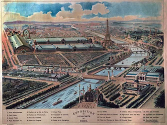 Algemeen overzicht van de Wereldtentoonstelling van Parijs. Gravure uit 1900. Musee Carnavalet.