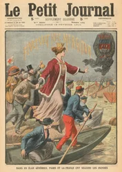 Gulheid van de Stad Parijs en Frankrijk bij het redden van de slachtoffers van de overstromingen, illustratie uit 