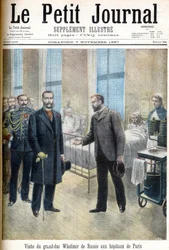 Grootvorst Vladimir Aleksandrovitsj van Rusland bezoekt ziekenhuizen in Parijs - illustratie voor Le Petit Journal, 7 november 1897 (gravure)