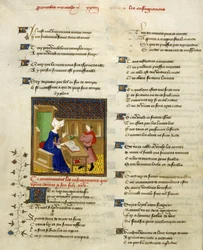 Harley 4431, f.261v Christine de Pisan en haar zoon, illustratie uit 