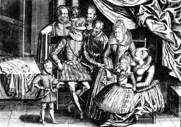 Henri IV (1553-1610) Koning van Frankrijk met zijn familie en zijn raadgevers
