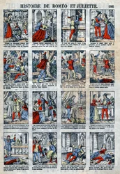 Geschiedenis van Romeo en Julia naar het toneelstuk van William Shakespeare.