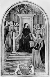 Hulde aan Louise de Savoie (1476-1531) in Amiens in 1518, uit 