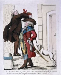Honore Gabriel Riqueti, Graaf van Mirabeau (1749-1791) met de hoed van de aristocratie door Abbé Maury, bereidt zich voor om naar Aken te vertrekken, eind 18e eeuw