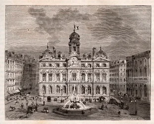 Hotel de Ville de Lyon - gravure in 