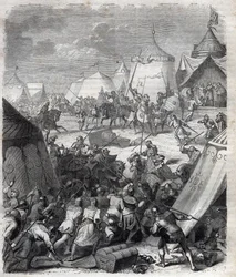 Honderdjarige Oorlog: Slag bij Poitiers (1356). Gravure in 