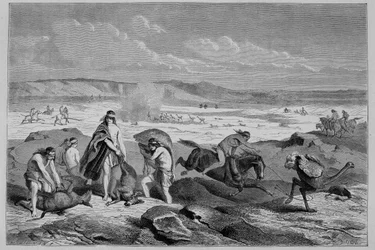 Jacht op guanaco (wilde lama) en nandou (of Patagonische struisvogel) in Argentinië - in Tour du Monde, 2e week 1861