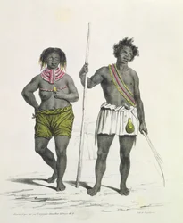Afgodische zwarte uit het Koninkrijk Benguela, Angola, gegraveerd door Godefroy Engelmann (1788-1839)