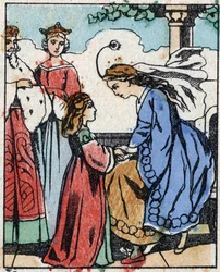 Illustratie voor "Riquet a la houppe", sprookje van Charles Perrault (1628-1703), Franse schrijver. Houtsnede van Imaging Pellerin - Epinal, z.d. Late 19e eeuw.