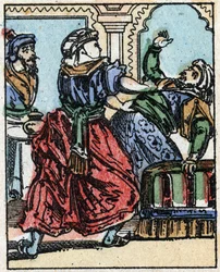 Illustratie voor de verhalen van Duizend-en-een-nacht. Ali-Baba. Houtsnede van Imaging Pellerin - Epinal, z.d. Eind 19e eeuw.