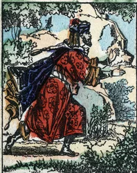 Illustratie voor de verhalen van Duizend-en-een-nacht. Ali Baba. Houtsnede van Imaging Pellerin - Epinal, eind 19e eeuw.