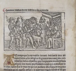 Illustratie uit Le Livre du Roy Modus et de la Reine Racio door Henri Ferrieres, 1486