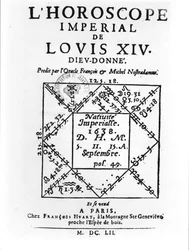 Keizerlijk horoscoop van Lodewijk XIV (1638-1715) door Michel Nostradamus (1503-66) gepubliceerd door Francois Huart in Parijs 1652
