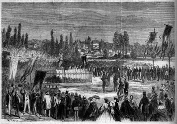 Inhuldiging van het standbeeld van Bernard Palissy (1510-1589), Franse pottenbakker, in Joinville le Pont