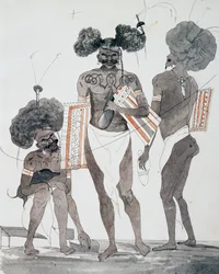 Inwoners van Port Dori, aquarel
