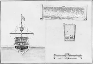 Binnenste boeg van een schip, illustratie uit de Atlas de Colbert, plaat 46