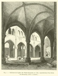 Interieur van de kerk van de Heilige Onschuldigen in 1786; reproductie van een tekening van Desmachy, Coll. A. Lenoir